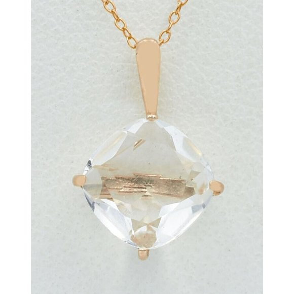 Genuine 3.44 Cts White Sapphire Pendant 14k Rose Gold - NWT